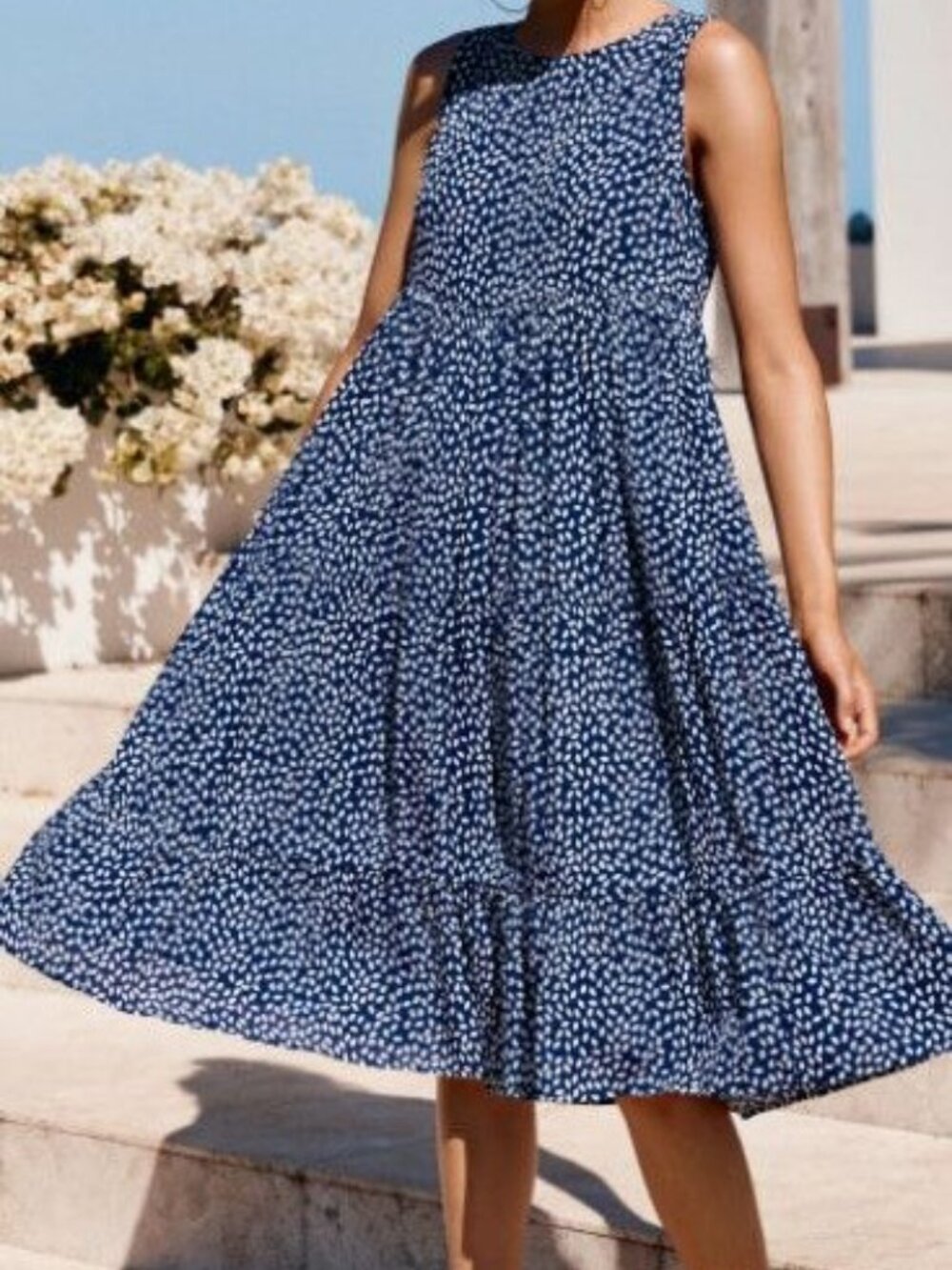 Mister Zimi Olivia Midi in Snow Leopard Dress Navy Blue and White Size 8